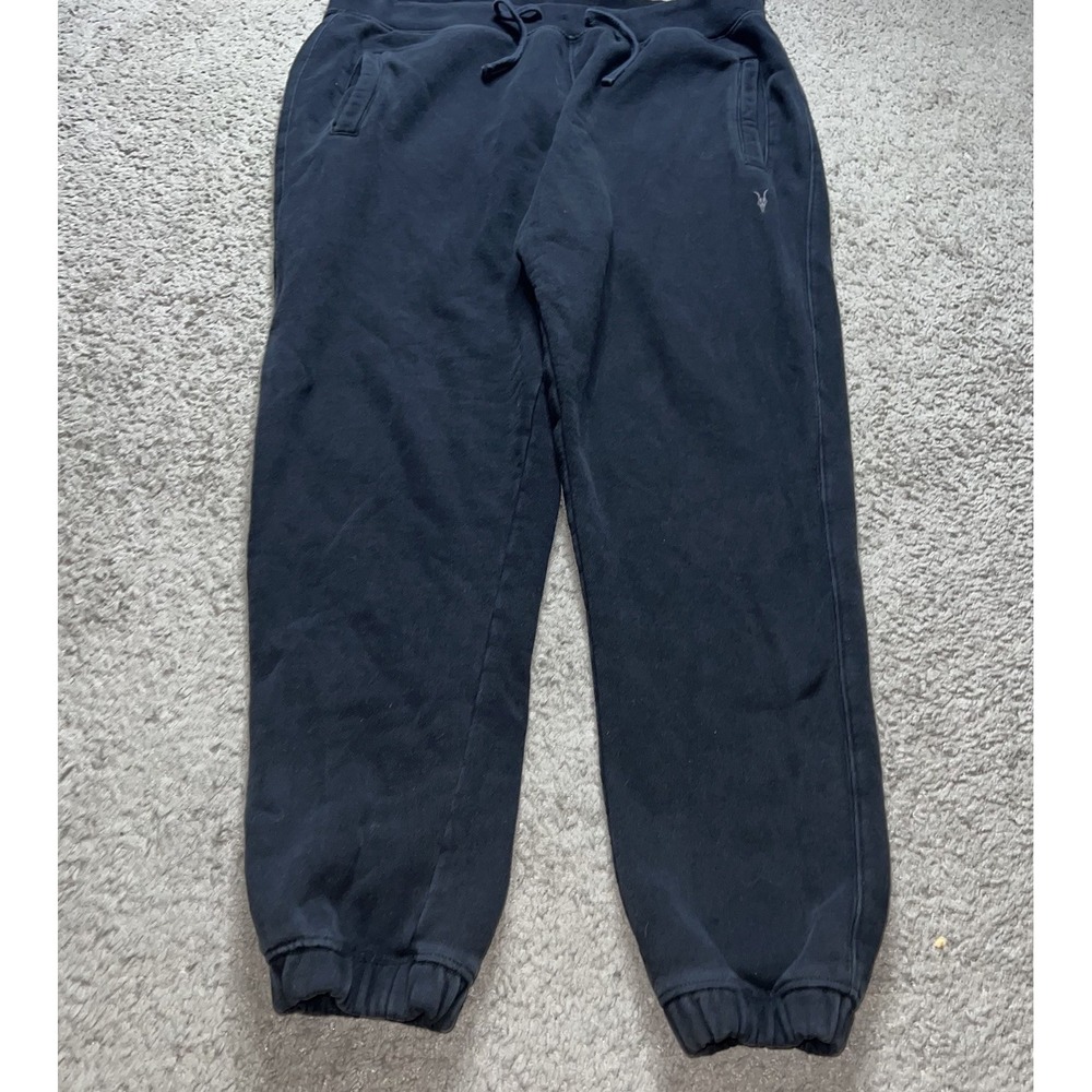 AllSaints Sweatpants Mens 2XL Black Fleece Jogger Pants Drawstring Logo Pocket